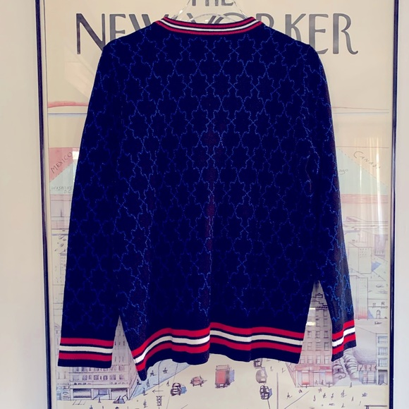 Tristan 2 piece knit cardigan and skirt suit with metallic floral print size L - Picture 4 of 16